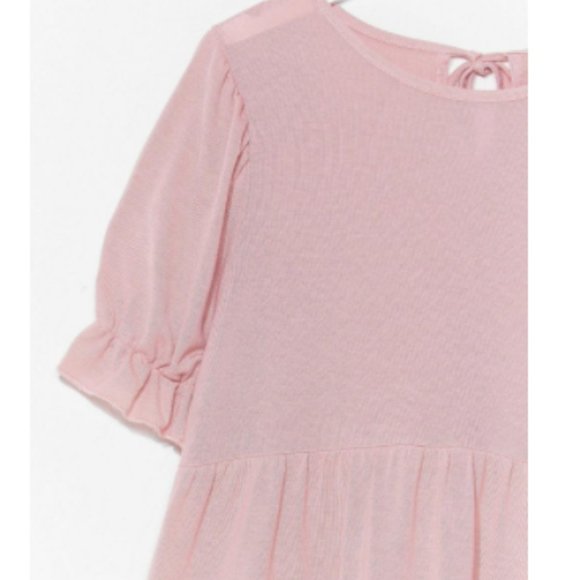 Pink Hot Puff Tiered Mini Dress - Picture 6 of 8